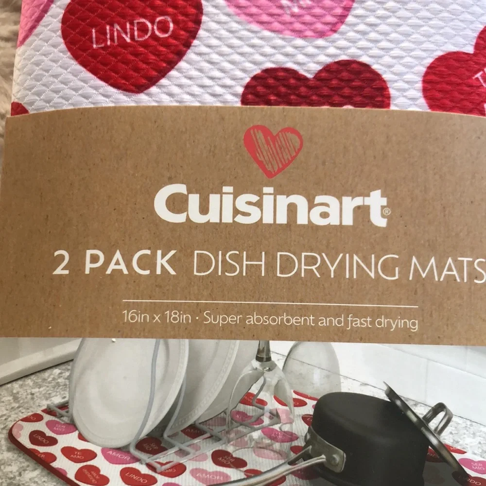 Cuisinart Red and Pink Conversation Heart Valentine Dish Drying Mats